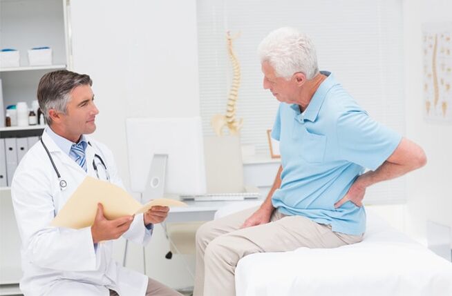 a patient with osteoarthritis on examination by a physician